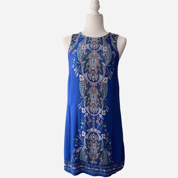 URBAN OUTFITTERS ECOTE GUINEVERA BLUE BACK-LEES MINI DRESS PAISLEY MINI DRESS - Picture 15 of 16